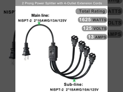 NEMA 1-15P Cordão de alimentação de extensão