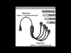 Certificado dos EUA 6Ft 3 Pin Plug 515P para 3 Way Nema 515R Ac Extension Cord Three Prong Outlet Splitter