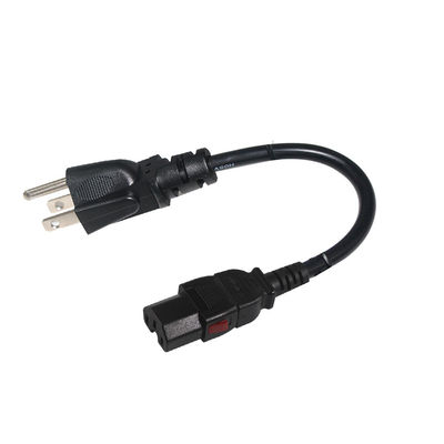 Locking Us Plug To Iec C15 Desktop Computador Cabo de Alimentação 16AWG- 18AWG