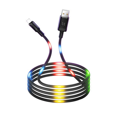 Controle de voz LED colorido iluminação Micro USB cabo de dados para carregador de dados de energia do telefone