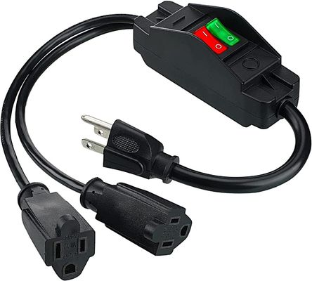 Opcional 125V 15A NEMA 5-15 Plug to 515 Dual Sockets US 3Pin On Off Switch Cordão de extensão de energia Y Splitter
