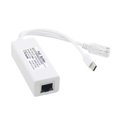 USB de 48 volts POE Splitter para 12V Câmera 802.3af USB Tipo C Portão de LAN único 1A 1.2A