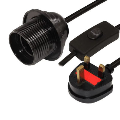 UK Plug E26 Bulb Socket Converter com 303 Switch & 250V Rating para acessórios de iluminação interior