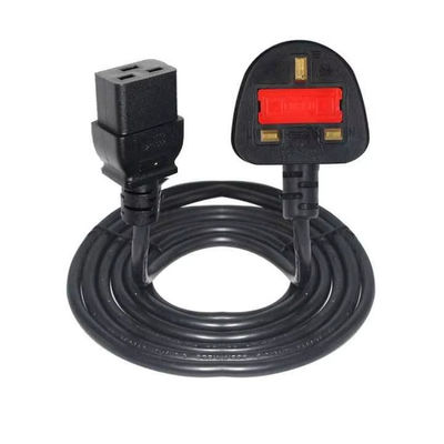 Reino Unido para C19 cabo de energia de carga pesada para centros de dados 16A 250V 14AWG 1.2M preto BS1363 Certificado de segurança