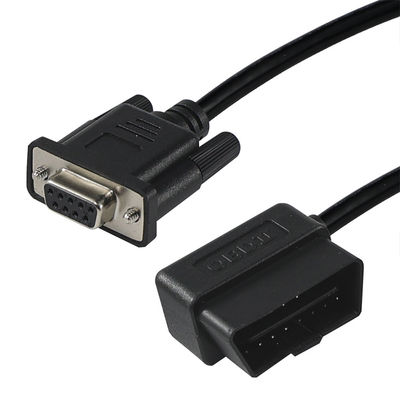 Cabo de adaptador de diagnóstico OBD-II para DB9 com conector em série de 16 pines masculino para 9 pines para interface de ferramenta de varredura de veículos