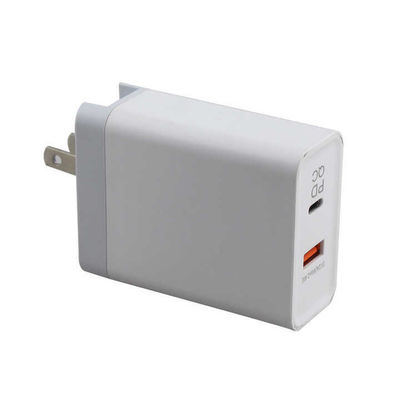 US Plug 2-Port Wall Charger Adaptador de carregamento rápido de 45W com saída USB-C e USB-A para telefone, tablet, laptop, uso doméstico e de viagem