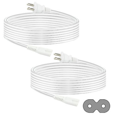 QIUCABLE TV Power Cord - 2Pack 10FT 2 Prong Non-Polarized Plug NEMA 1-15P para C7 Figura 8 Corda de substituição de alimentação (B0D7RKLTSJ)