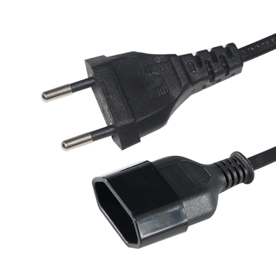 Cabo de extensão EU de 2 pinos 1,2M Preto PVC