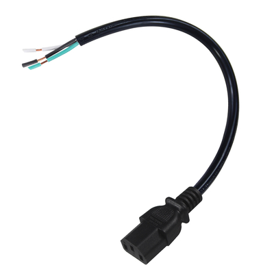 IEC C13 para cabo de alimentação com fio despojado 10A 250V para servidor PDU