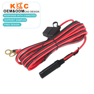Quick Disconnect Connector Cable 3ft Length SAE to O Ring Terminal Extension Wire Fused 12-24V with 16AWG Cable