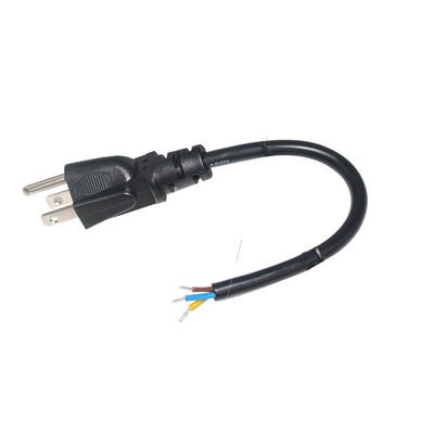 Usa NEMA 5-15P para substituição despojado cabo de alimentação de ponta aberta com nós conector masculino 18Awg
