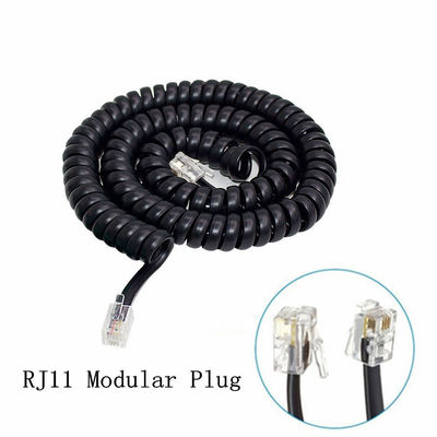 RJ9 RJ11 RJ12 Linha telefônica de cabo negro cabo telefônico espiral 24AWG 350MHz