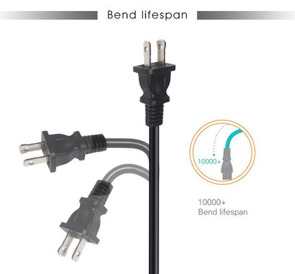 18AWG NEMA 1-15P a C7 US 2 cordão de alimentação de ponta