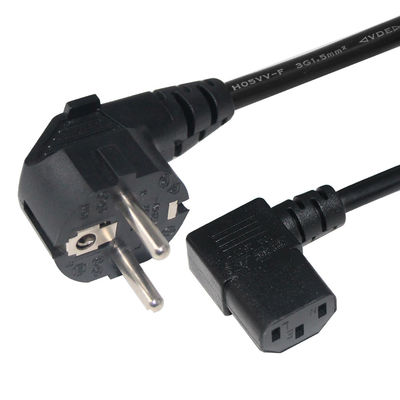 2 cordões de alimentação de corrente alternada de pinos cordões de alimentação europeus com conector IEC C13 PVC revestido