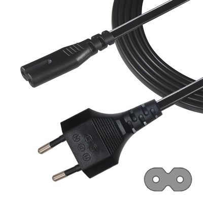 VDE aprovado cabo de alimentação elétrica para laptop com EU 2PIN plug e IEC C7 C8