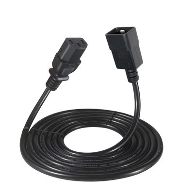 10A IEC Female End C20 To C13 Cordão de alimentação elétrica VDE 2 Ft Cordão de extensão preto