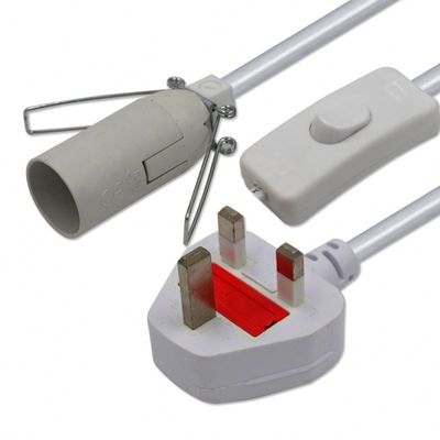 Porta-lâmpadas de sal E27 Cordão de alimentação elétrica com 6ft H03VVH2-F 0,75mm/2C UK 3pin Plug