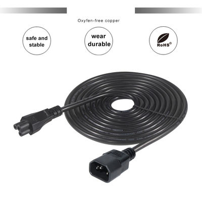 1Ft C14 Cable de alimentação de computador portátil universal com cabo de extensão de ponta feminina IEC C5