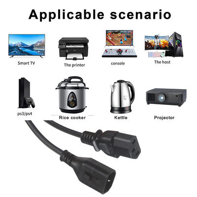 OEM 1.5M Computador AC Cordão de alimentação elétrica IEC C14 Plug To IEC C13 Conectores femininos