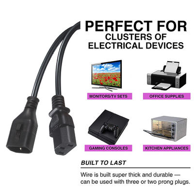 OEM 1.5M Computador AC Cordão de alimentação elétrica IEC C14 Plug To IEC C13 Conectores femininos