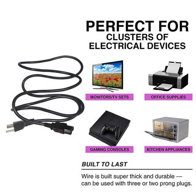 Locking Us Plug To Iec C15 Desktop Computador Cabo de Alimentação 16AWG- 18AWG