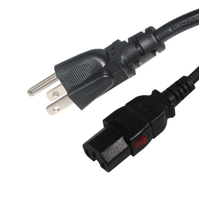 Locking Us Plug To Iec C15 Desktop Computador Cabo de Alimentação 16AWG- 18AWG