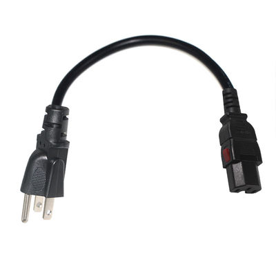 Locking Us Plug To Iec C15 Desktop Computador Cabo de Alimentação 16AWG- 18AWG