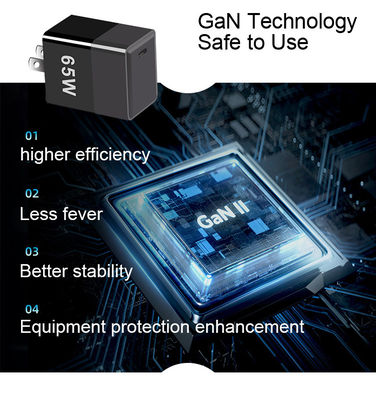 Proteção contra curto-circuito Carregador GaN 65W com QC4.0 PD e portas USB C EU/US/UK Plug