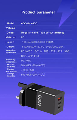 65W Mini Tipo-C Carregamento Rápido PPS Carregador GaN 65W com Três Portos e Tecnologia A 2C