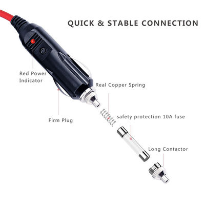 Cigarro do carro homem para homem 10A fusível cabo de energia solar 12-24volt