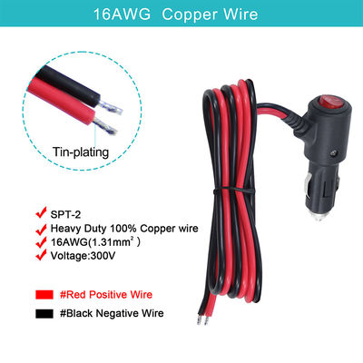 ON OFF Switch Angle Cigarette Lighter Male Plug Car Charger Cable de energia solar 18AWG 16AWG