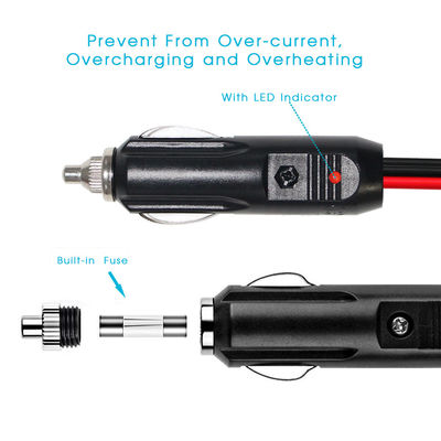 RoHS 24V 2468 18AWG com 2 em 1 Cable do isqueiro de cigarros do carro macho para plugues femininos