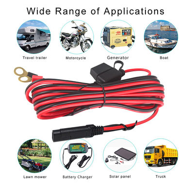 15A Sae Carregador de bateria com cabo de extensão do terminal do carro O Ring 2ft