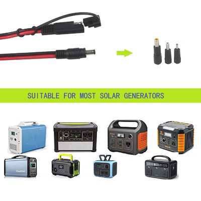 SAE para DC 5521 Adaptador coaxial Cabo de energia solar de 10 pés de libertação rápida desconectar