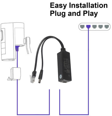 1Gbps Gigabit 12V 3A PoE Splitter Adaptador para Porta de Acessórios de Câmera IP