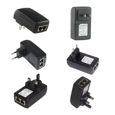 Conector de corrente contínua 2 RJ45 Portos POE Injetor Fornecedor de energia 24V 1a Para câmera IP