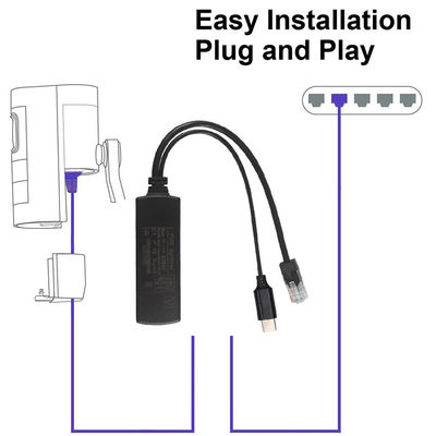IEEE802.3af RJ45 TYPE-C Cable 12v 24v 48v POE Splitter Power Over Ethernet Adaptador