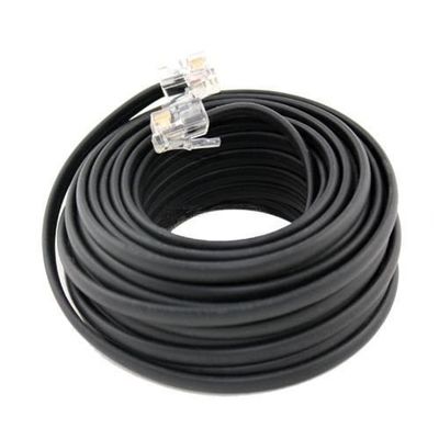 Cabo de telefone RJ11 preto de 25 pés 4P4C 4P2C Cabo de extensão