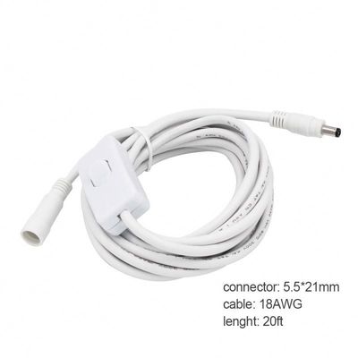 Cable de extensão de 12V DC personalizado 5,5 * 2,5 mm de homem para mulher com interruptor 120cm
