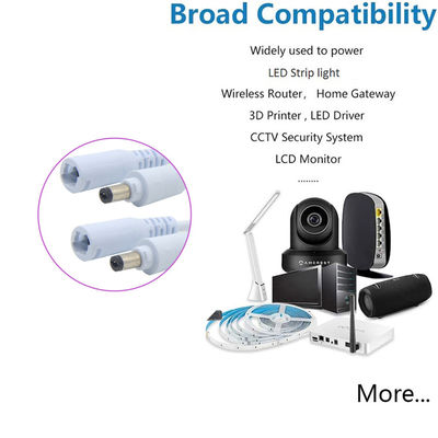 Cabo de alimentação DC 12V 24V 5.5x2.1mm 5.5x2.5mm para câmeras CCTV