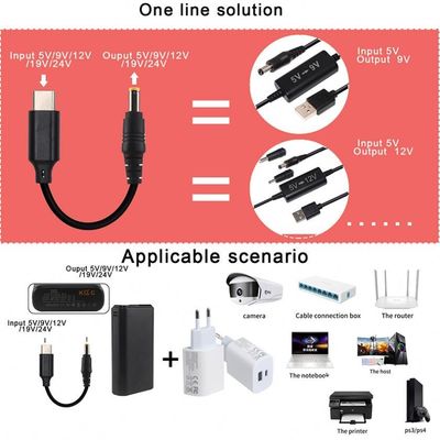 20V 15V 9V 5V PD cabo de carregamento USB Tipo C 3.1 macho para DC macho 5521 5525mm conector
