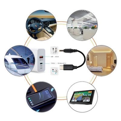 20V 15V 9V 5V PD cabo de carregamento USB Tipo C 3.1 macho para DC macho 5521 5525mm conector