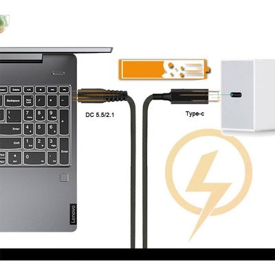 20V 15V 9V 5V PD cabo de carregamento USB Tipo C 3.1 macho para DC macho 5521 5525mm conector