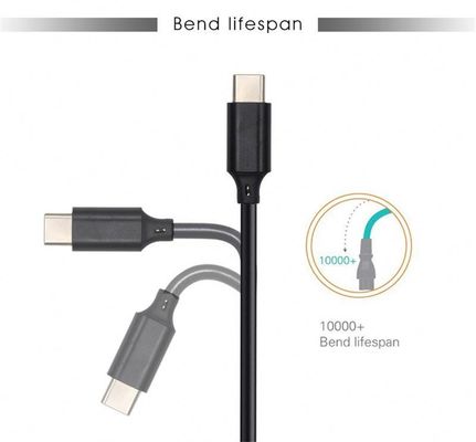 Cabo de Carregamento Rápido USB A para Tipo C 1m Preto Branco