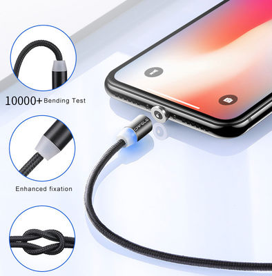 Micro-USB cabo de carregamento magnético 3-em-1 com trança de nylon 1,2m