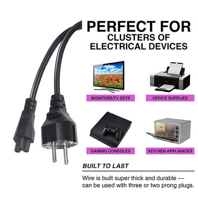 1.8M VDE CEE 77 UE a C5 Cable de alimentação de folhas de cloreto para computador portátil
