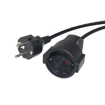 6Ft preto cee/7 EU AC Power Cord 3Pin Splitter Cable 1 para duplo feminino Y tipo de chumbo dividido