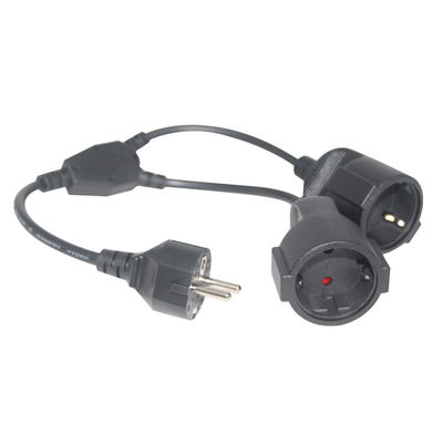 6Ft preto cee/7 EU AC Power Cord 3Pin Splitter Cable 1 para duplo feminino Y tipo de chumbo dividido