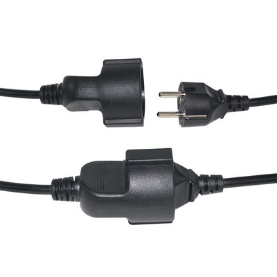 6Ft preto cee/7 EU AC Power Cord 3Pin Splitter Cable 1 para duplo feminino Y tipo de chumbo dividido