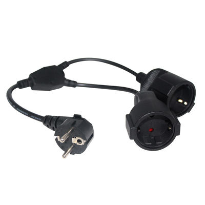 6Ft preto cee/7 EU AC Power Cord 3Pin Splitter Cable 1 para duplo feminino Y tipo de chumbo dividido